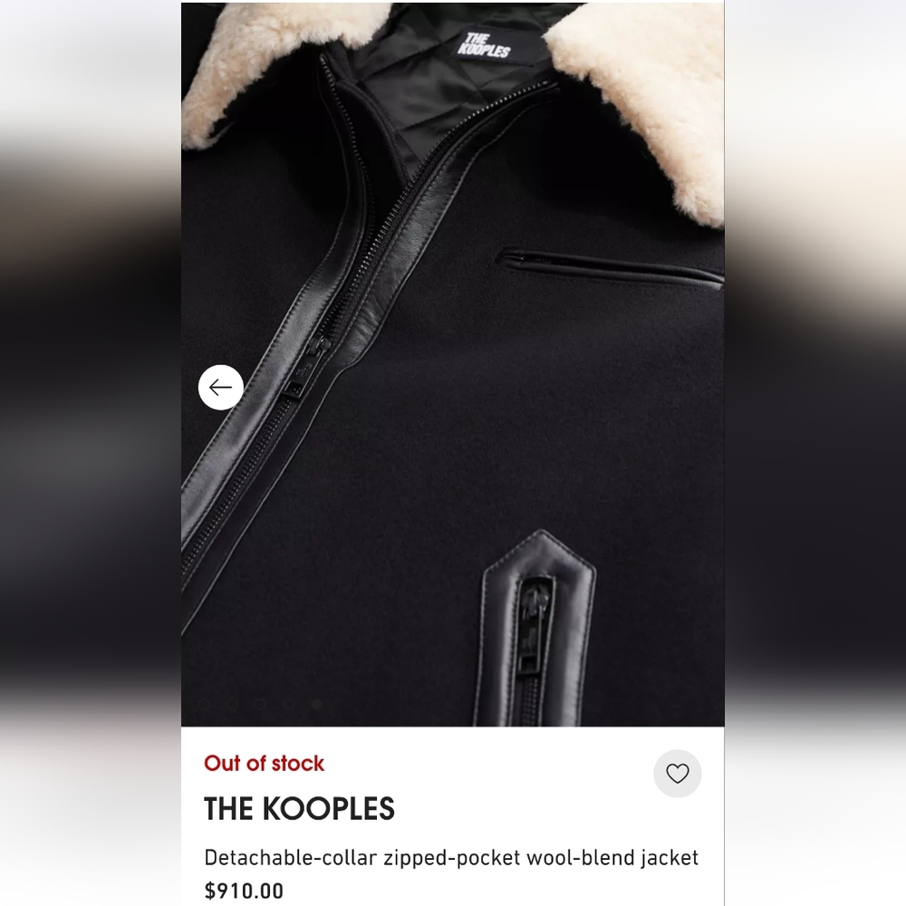 NWT $735 The Kooples Sheep Fur Detachable Collar Leather Trim Wool Jacket Coat - Picture 2 of 10